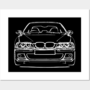 White E39 Car Sketch Art Posters and Art